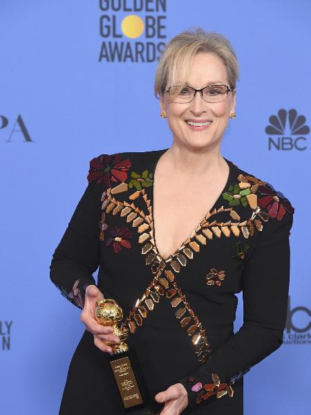Meryl Streep já havia vestido preto no Globo de Ouro 2017, mas desta vez a cor terá outro significado - Getty Images