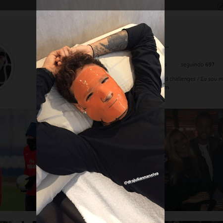 Neymar com máscara de tratamento facial - Reprodução/Instagram