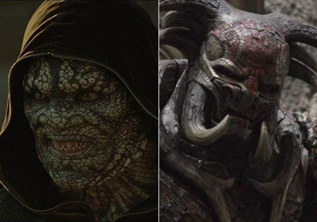 Adewale Akinnuoye-Agbaje em cena nos filmes "Esquadrão Suicida" (2014) e "Thor: O Mundo Sombrio" (2013) - Divulgação