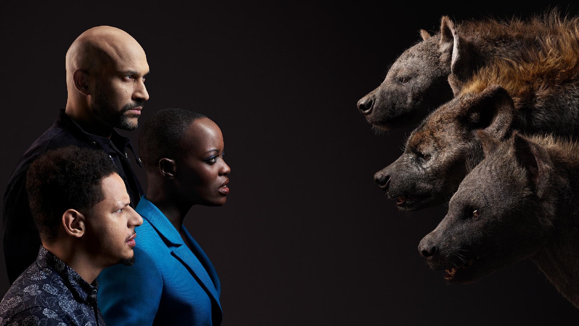Eric André, Florence Kasumba e Keegan-Michael Key são as hienas Azizi, Shenzi e Kamari em O Rei Leão - Kwaku Alston/Disney/Divulgação