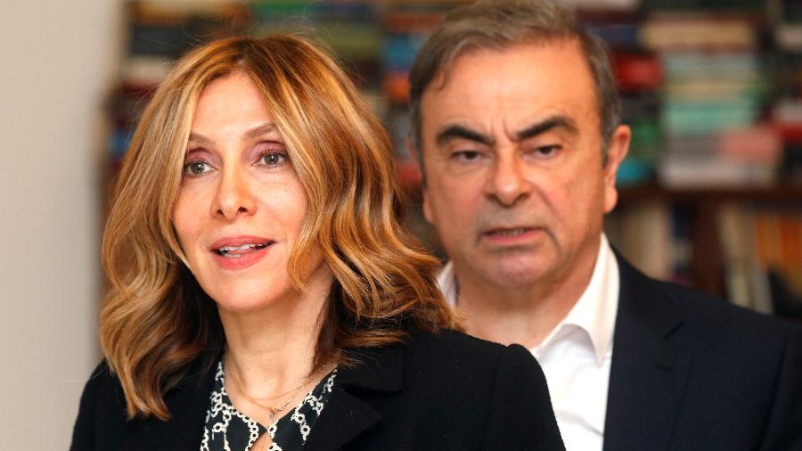 Carole Ghosn deu entrevista à Reuters ao lado do marido, em Beirute, no Líbano - Mohamed Azakir/Reuters