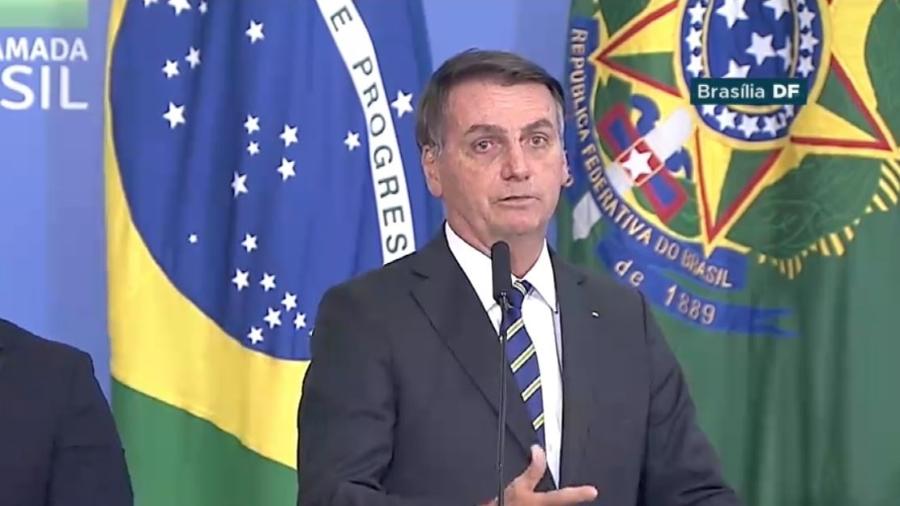 O presidente Jair Bolsonaro durante cerimônia que marca a criação do Conselho Nacional da Amazônia Legal - Reprodução/TV Brasil