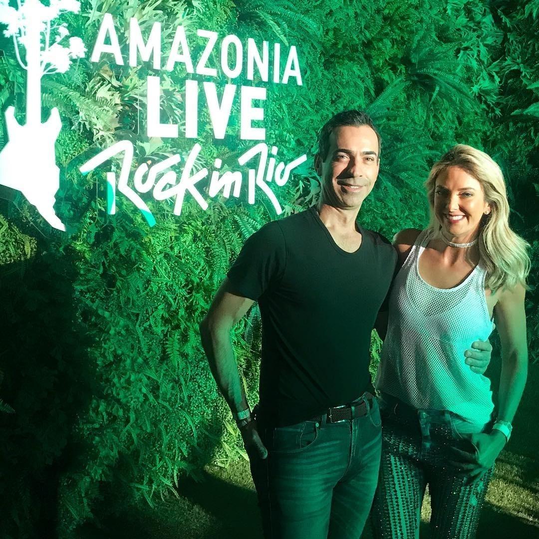 César Tralli e a noiva, Ticiane Pinheiro, aproveitam camarote e curtem juntos o quinto dia de shows do Rock in Rio 2017 - Reprodução/Instagram/cesartralli