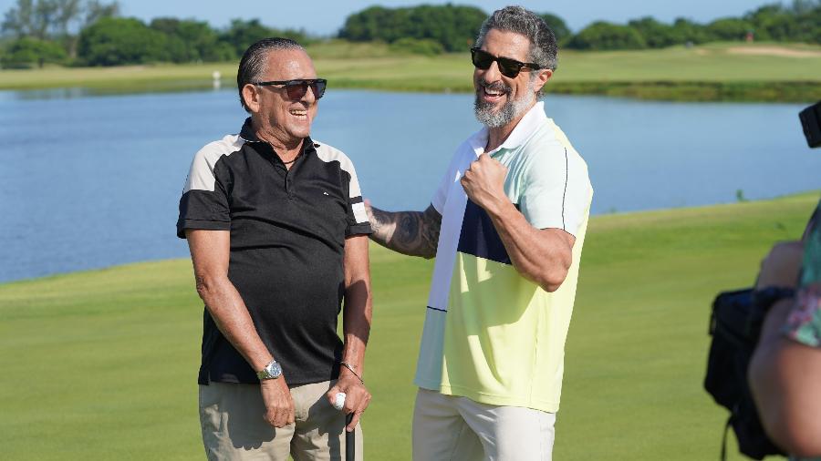 Galvão Bueno é homenageado por Marcos Mion no Caldeirão