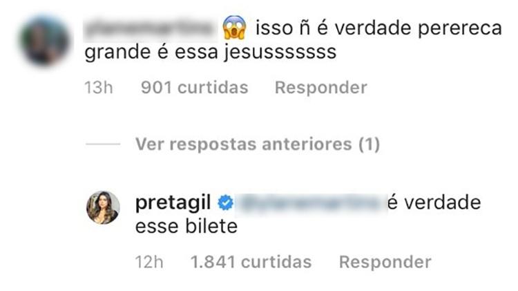 Preta Gil responde a comentários dos seguidores  - Reprodução/Instagram - Reprodução/Instagram