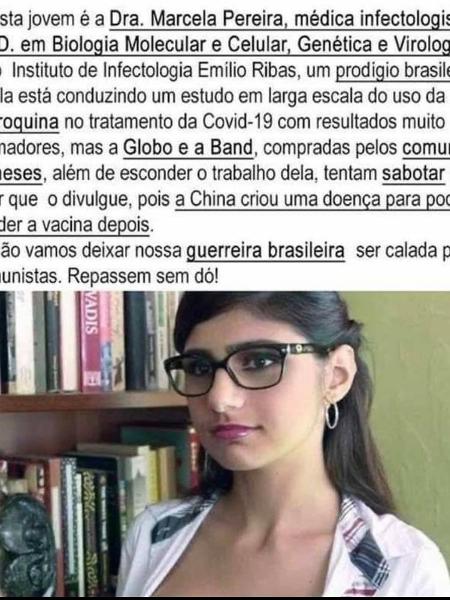 Fake news com Mia Khalifa como suposta médica - Reprodução - Reprodução