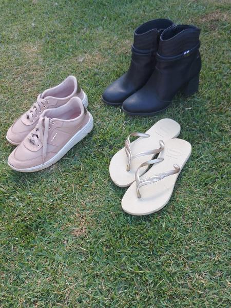 Adriene tem três pares de calçados; quando precisa de um item para uma ocasião especial, compra em brechó e depois doa