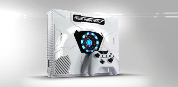 Na cor branca e com um reator no centro: esse seria o Xbox One se fosse fabricado pelas Indústrias Stark - ao menos, de acordo com a Microsoft - Reprodução