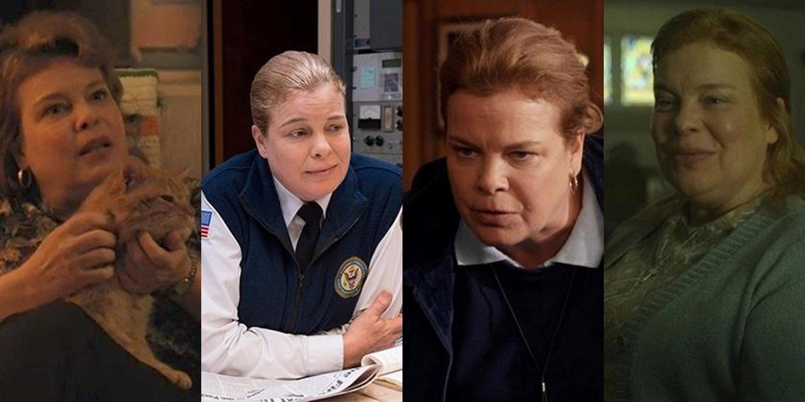 Catherine Curtin em "Stranger Things", "Orange Is the New Black", "Unbreakable Kimmy Schmidt" e "Mindhunter" - Reprodução e Montagem UOL