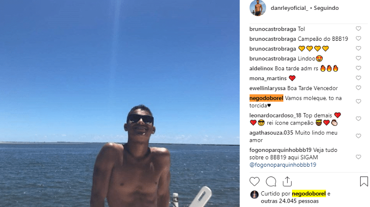 Nego do Borel comenta foto no perfil oficial de Danrley - Reprodução/Instagram - Reprodução/Instagram