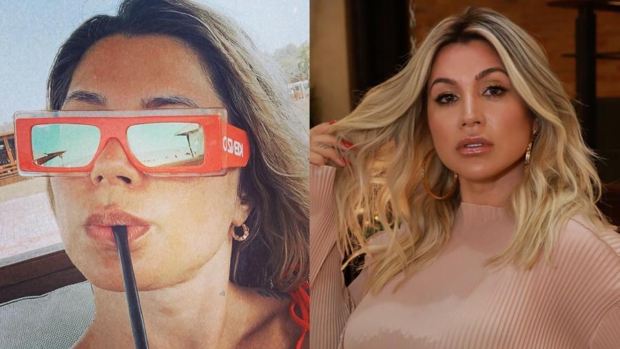 A empresária Dani Souza, casada com Dentinho, antes e depois de ficar ainda mais loira - Reprodução/Instagram