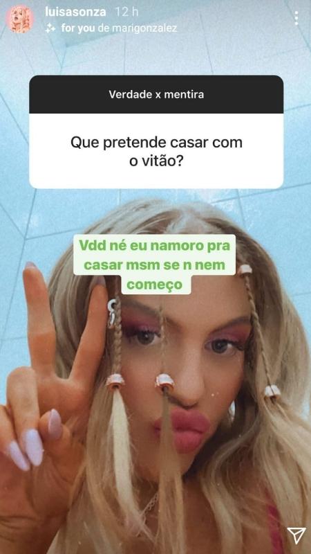 Luísa Sonza afirma que quer casar com Vitão - Reprodução/Instagram - Reprodução/Instagram