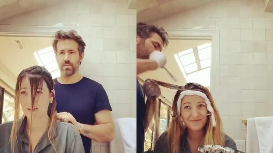 Ryan Reynolds pintou os cabelos de Blake Lively em casa - Reprodução/Instagram