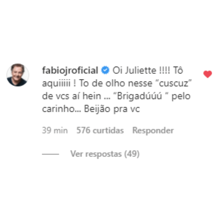 BBB 21: Comentário de Fábio Jr. na foto de Juliette - Reprodução/Instagram - Reprodução/Instagram