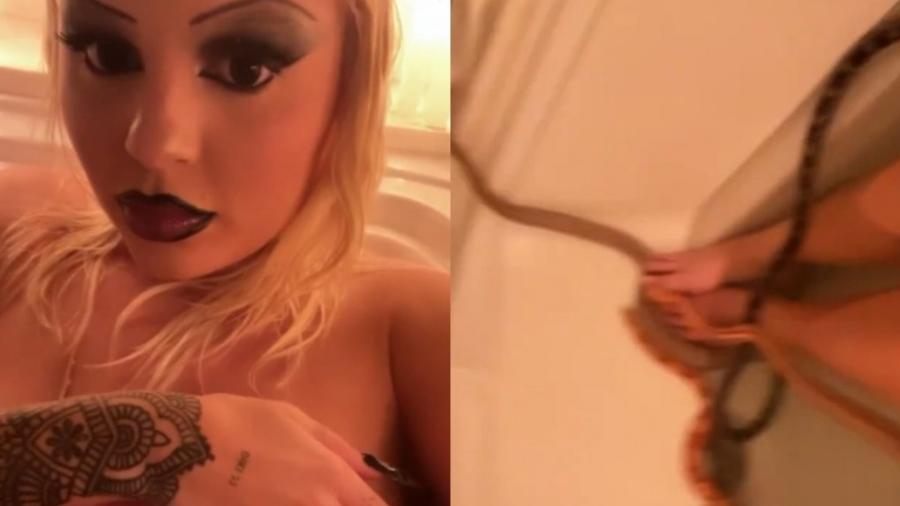 Luísa Sonza surgiu com cobras em banheira no clipe "Anaconda" - Reprodução/Instagram 
