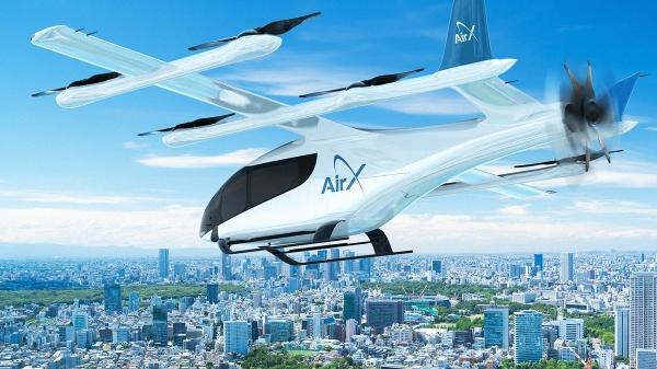 Modelo do eVTOL, aeronave de motor elétrico de propulsão, de decolagem e pouso vertical, fabricada pela Eve