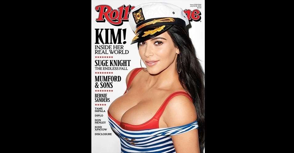 01.jul.2015 - Com decote generoso, Kim Kardashian é a capa da edição de julho da revista "Rolling Stone" norte-americana. A socialite compartilhou em seu Instagram o clique, que foi feito pelo renomado fotógrafo Terry Richardson
