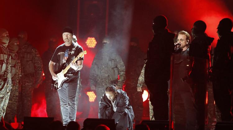 Kendrick se apresenta ao lado de Bono e The Edge do U2 - REUTERS/Lucas Jackson - REUTERS/Lucas Jackson