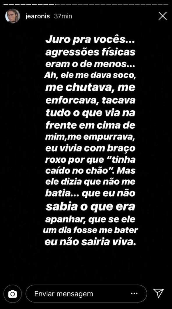 Stories @jearonis - Reprodução Instagram