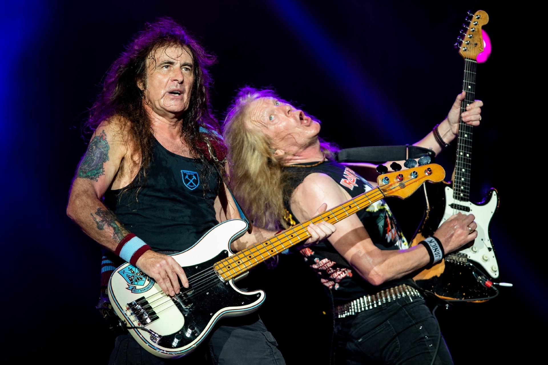 Steve Harris e Janick Gers durante apresentação da banda Iron Maiden - Wilton Júnior/Estadão Conteúdo