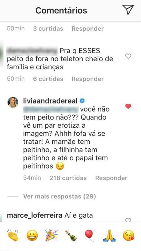 Lívia Andrade rebate seguidora que criticou roupa decotada - Reprodução/instagram - Reprodução/instagram