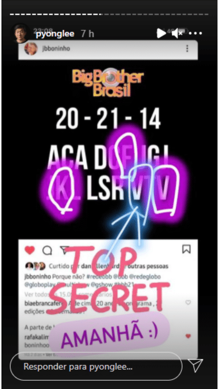 Story de Pyong Lee - Reprodução/Instagram - Reprodução/Instagram
