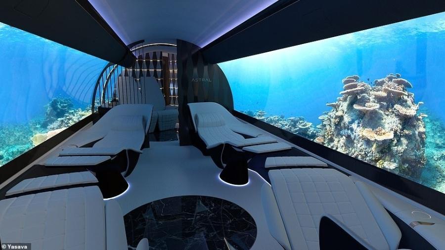 Avião do futuro: telas no lugar de janelas levam passageiros ao "fundo do mar" - Divulgação Yasava