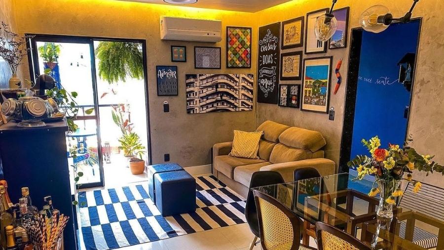 Sala integrada ao jantar no apartamento de Trisha Guimarães em Belém, no Pará - Reprodução/Instagram/@ana_lurocha