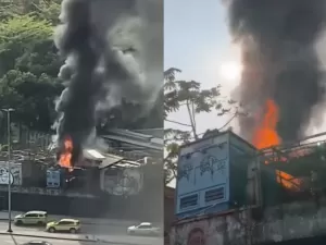 Fogo atinge obras do Canecão no RJ; chamas já foram controladas