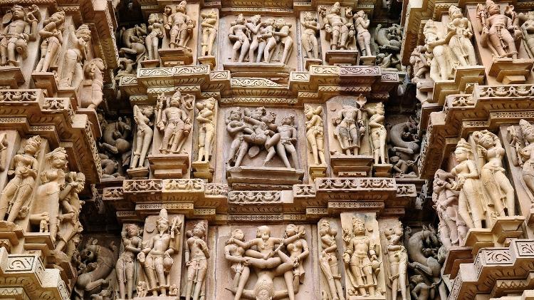 A arte exibida nos templos de Khajuraho é extremamente bem detalhada e preservada - Getty Images/iStockphoto - Getty Images/iStockphoto