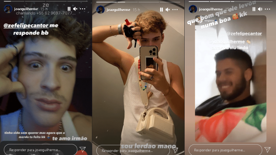 Stories de João Guilherme após divulgar número do celular do irmão no Instagram - Instagram/@joaoguilherme