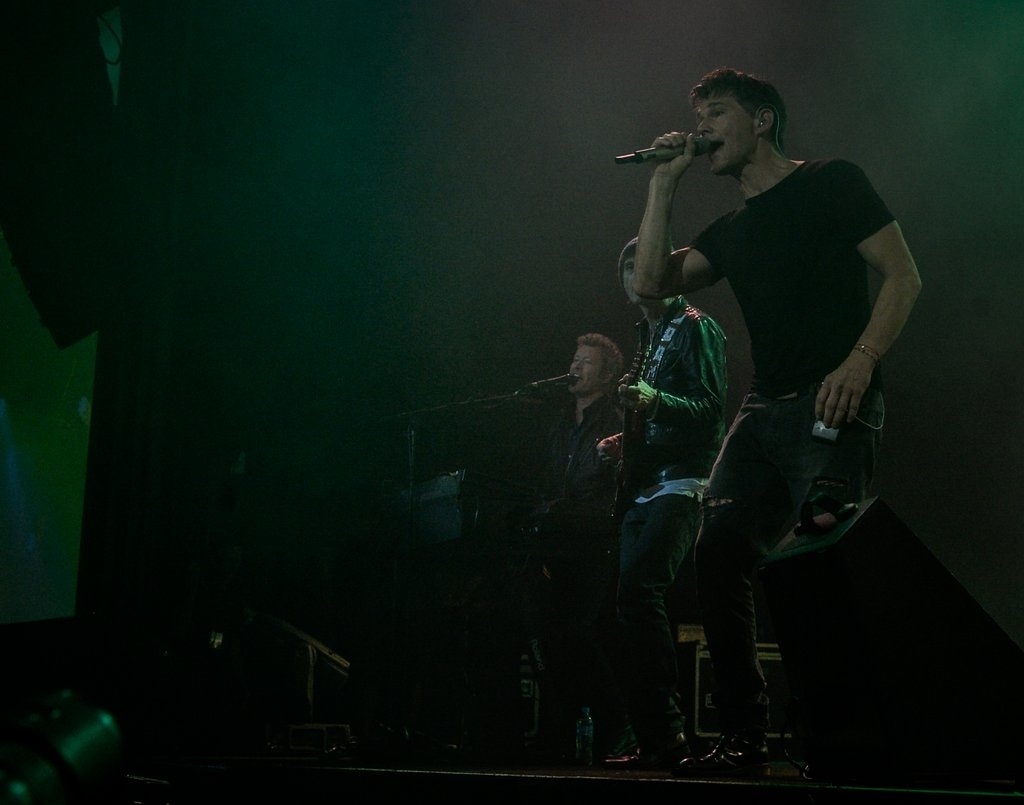 Grupo norueguês A-ha em apresentação NA noite dessa quarta-feira no Espaço das Américas, na Barra Funda, em São Paulo - AgNews