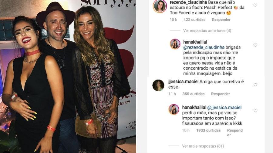 Hana em foto com Paulo Gustavo e Mônica Martelli. Seguidores criticaram maquiagem da ex-BBB, que rebateu - Reprodução/Instagram