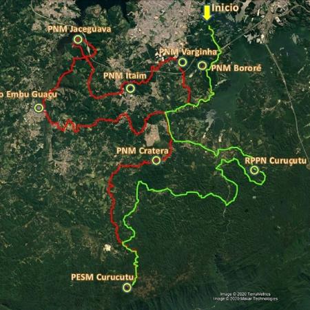 Trilha Interparques corta parques municipais, estaduais, reservas particulares e pretende ser maior trilha da cidade - Reprodução