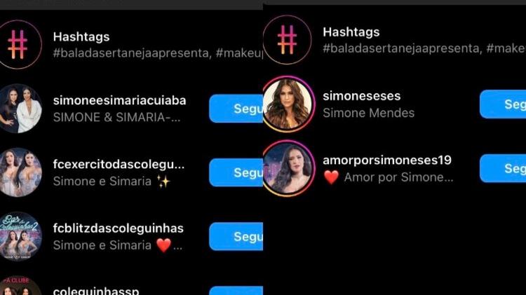 Simaria não segue a irmã Simne nem a conta oficial da dupla no Instagram - Reprodução/Instagram - Reprodução/Instagram