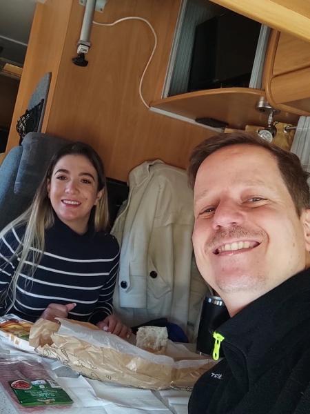 Café da manhã no motorhome - Arquivo pessoal - Arquivo pessoal