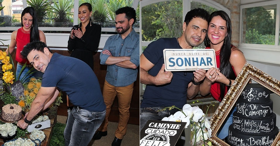 17.ago.2016 - Zezé di Camargo comemora aniversário ao lado do irmão Luciano, da namorada Graciela Lacerda e da apresentadora Sabrina Sato - Manuela Scarpa/Brazil News