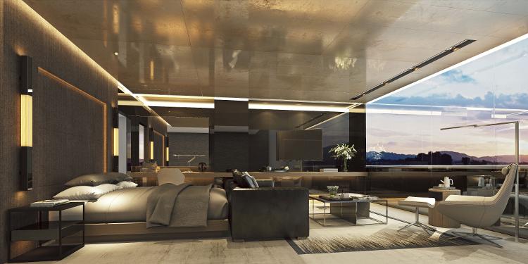 Owner's Penthouse, a maior suíte do Scenic Eclipse, com 247 m², paredes totalmente de vidro, banheira dupla e piscina privativa Owner's Penthouse, a maior suíte do Scenic Eclipse, com 247 m², paredes totalmente de vidro, banheira dupla e piscina privativa