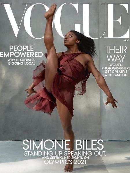A ginasta Simone Biles na capa de agosto da revista Vogue americana - Divulgação