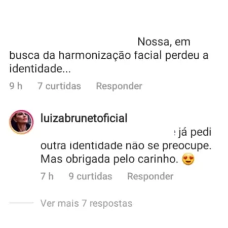 Resposta de Luiza Brunet a seguidora que criticou sua aparência - Reprodução/Instagram - Reprodução/Instagram