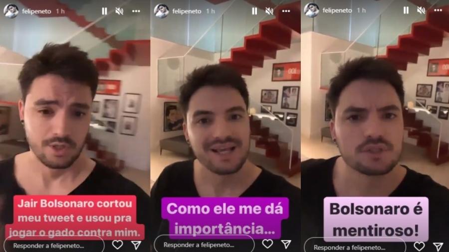 Felipe Neto criticou Bolsonaro após ter publicação incompleta compartilhada - Instagram/@felipeneto