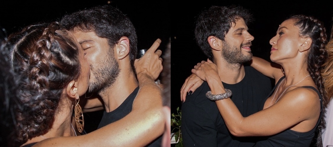 18.abr.2016 - O amor está no ar! Sabrina Sato e Duda Nagle não se incomodaram com os flashes dos paparazzi e beijaram muito no aniversário estilista Walério Araújo, que reuniu vários amigos famosos em São Paulo no domingo (17) - Manuela Scarpa/Brazil News