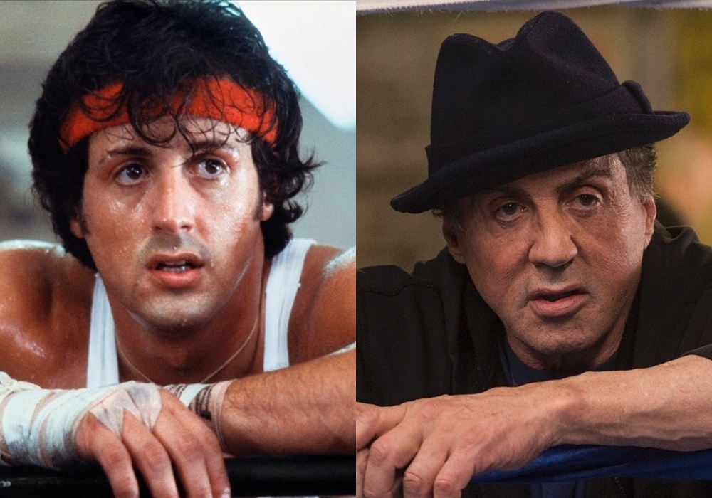 Cena dos filmes "Rocky: Um Lutador" (1976) de John G. Avildsen e "Creed: Nascido para Lutar" (2015) de Ryan Coogler - Montagem/Reprodução