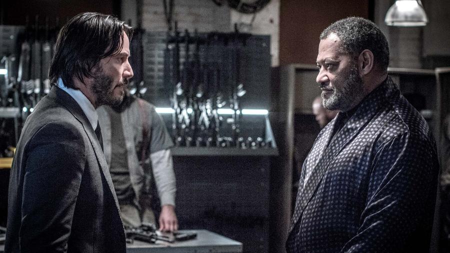 John Wick (Keanu Reeves) e The Bowery King (Laurence Fishburne) em cena de "John Wick 2" - Divulgação