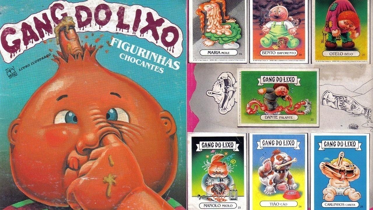 Com cromos autocolantes, o álbum da Gang do Lixo abusou do humor negro com personagens com nomes de duplo sentido. Quem não se lembra do Neném Tranhas, Otávio Lento, Meio Punk e Conde Nada.   - Reprodução