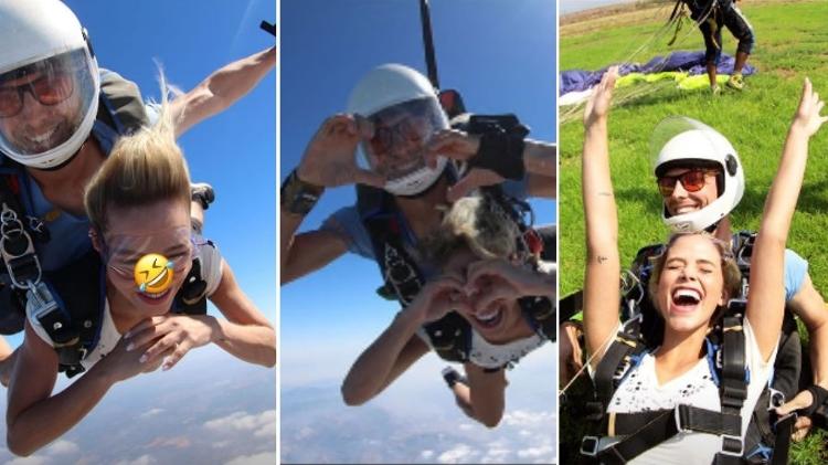 Kaká e a noiva, Carol Dias,saltam de paraquedas - Reprodução/Instagram - Reprodução/Instagram
