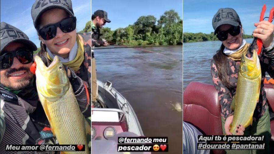 Fernando e Maiara pescam juntos no Pantanal - Reprodução/Instagram