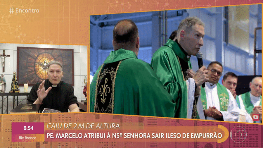 Padre Marcelo reafirmou sua fé em Nossa Senhora ao lembrar empurrão em julho de 2019 - Reprodução/GShow