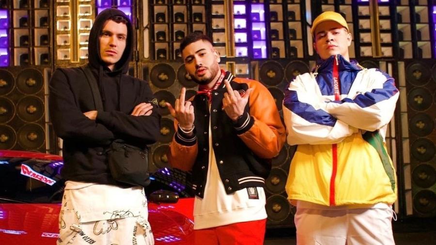 Aron Piper, Kevinho e Jottape gravam videoclipe - Reprodução/Instagram