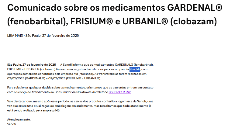 Comunicado disponibilizado no site da Sanofi em 27 de fevereiro de 2025 Comunicado disponibilizado no site da Sanofi em 27 de fevereiro de 2025